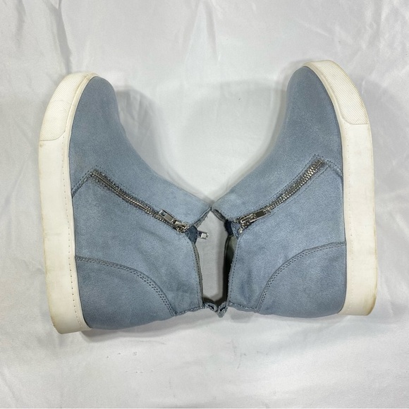 Soda Light Blue Microsuede Platform Heeled Zipper Side Sneakers - Picture 6 of 9